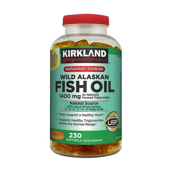 Viên dầu cá Wild Alaskan Fish Oil 1400mg Kirkland Chai 230 viên của Mỹ