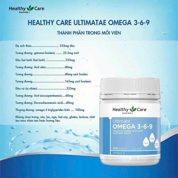 Viên uống bổ tim mạch Healthy Care Ultimate Omega 369 Hộp 200 viên của Úc