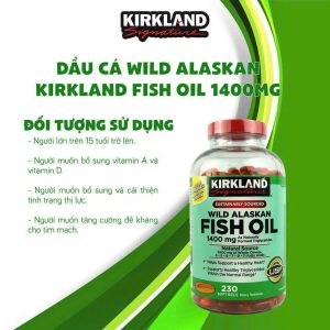 Viên dầu cá Wild Alaskan Fish Oil 1400mg Kirkland Chai 230 viên của Mỹ