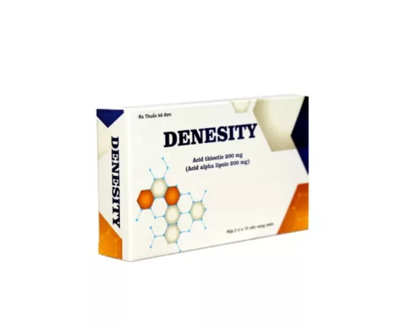 Thuốc Denesity chứa Acid Alpha Lipoic (Acid thioctic), được biết đến là một coenzyme có hoạt tính chống oxy hóa mạnh. Hoạt tính của nó được thể hiện trong cả môi trường nước và dầu