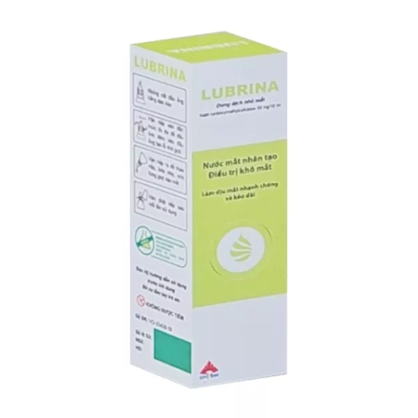 LUBRINA là nước mắt nhân tạo với hoạt chất chính là Natri carboxymethylcellulose với khả năng dưỡng ẩm mắt tốt, an toàn