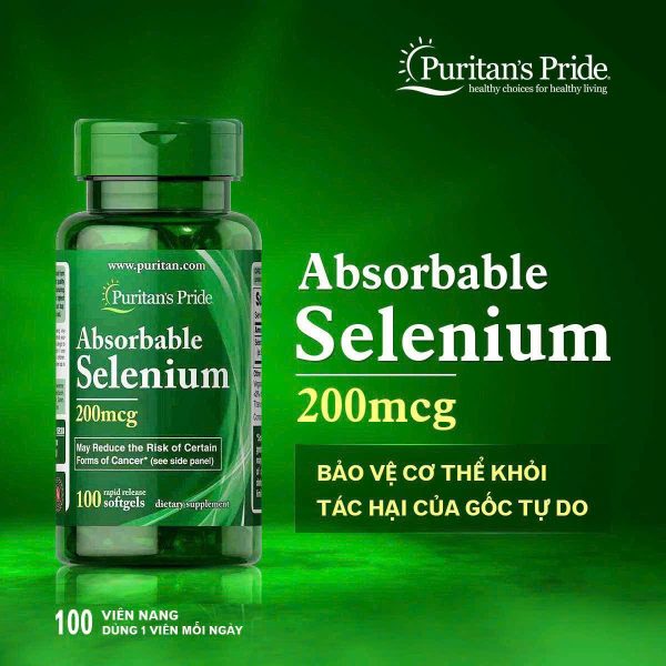 Viên uống Absorbable Selenium 200mcg Puritan’s Pride